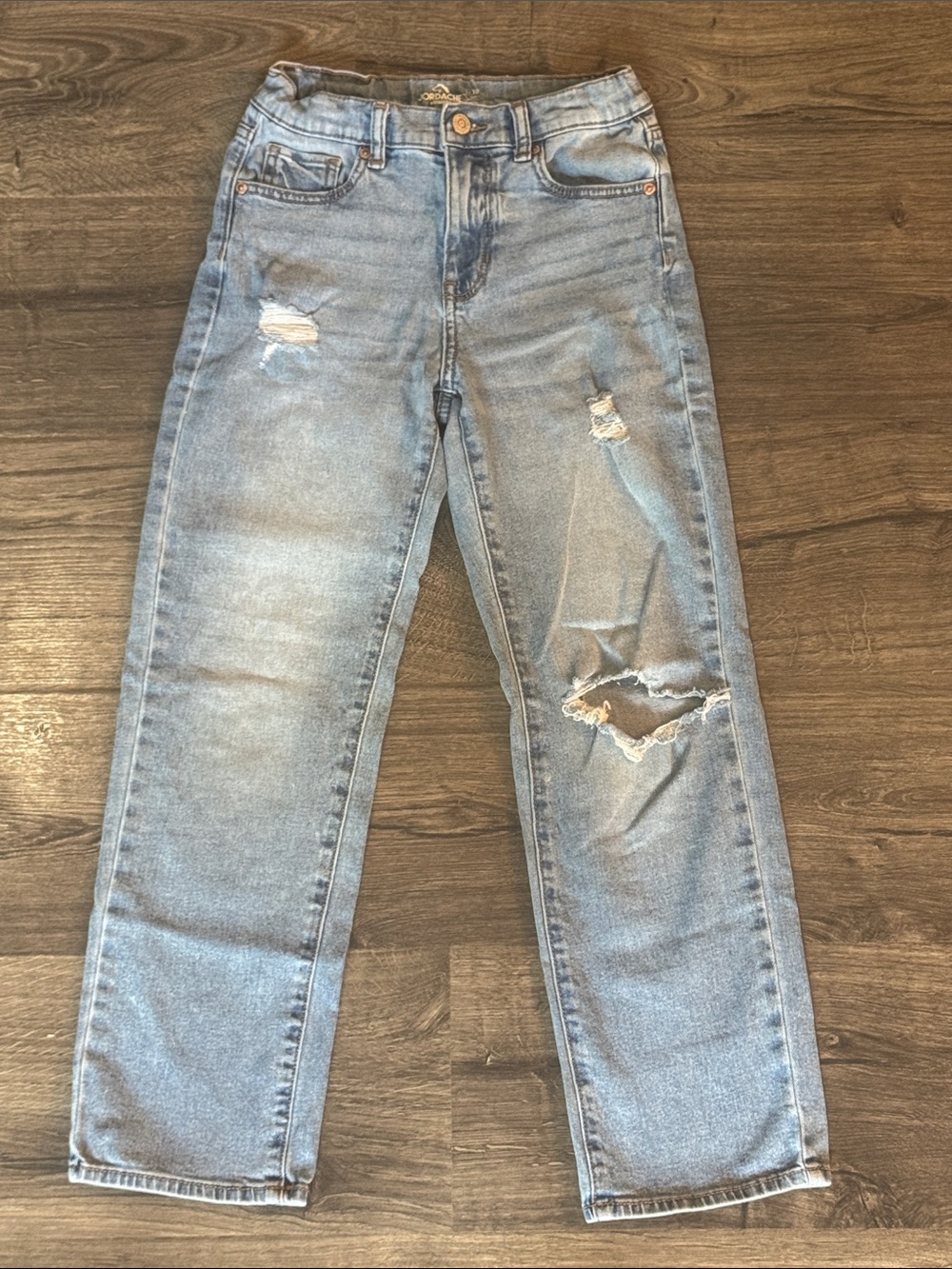 Jordache Light Blue Distressed Straight-Leg Women's Jeans